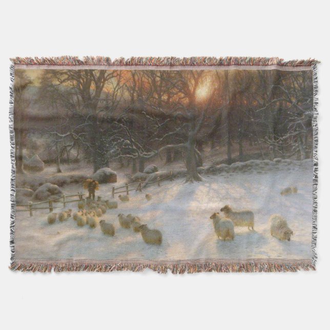 Jul under den Snö som kammat Grenar Filt (Framsidan)