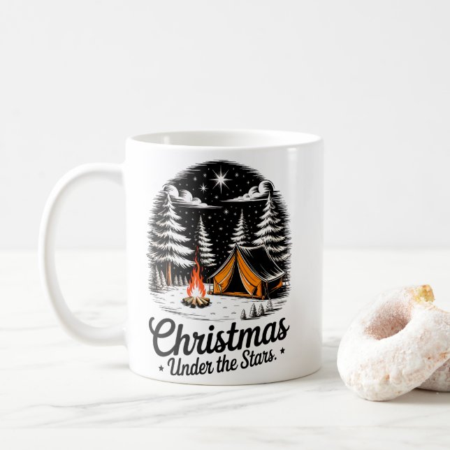 Jul under Stars Camping Scene Kaffemugg (Med munk)