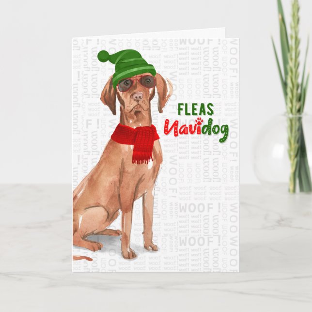 Jul Ungerska Vizsla Hund Fleas NaviDOG Helgkort (Framsida)