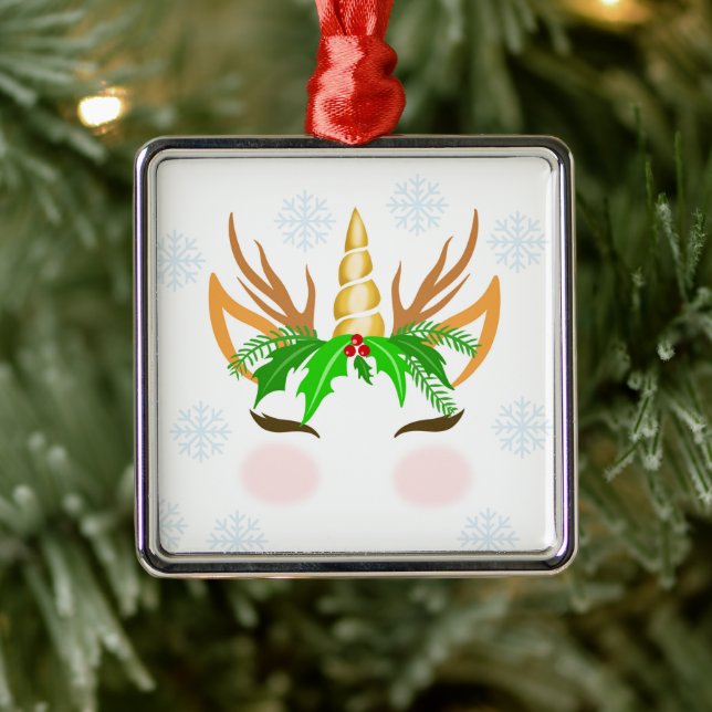 Jul Unicorn Ansikte Julgransprydnad Metall (Träd)