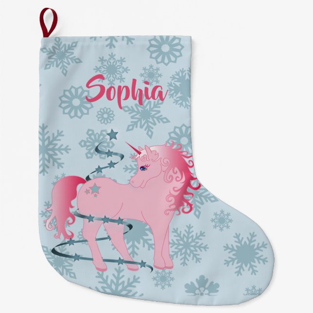 Jul Unicorn Cute Stor Julstrumpa (Framsidan)