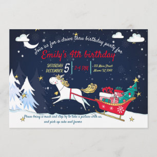 Jul Unicorn Drive Thru Birthday Inbjudan