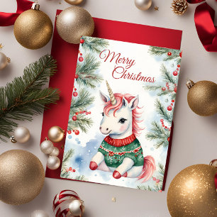 Jul Unicorn Julhälsningar Kort