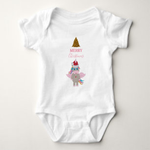 Jul Unicorn Santa Hat Guld Glitter Julafton Träd T Shirt