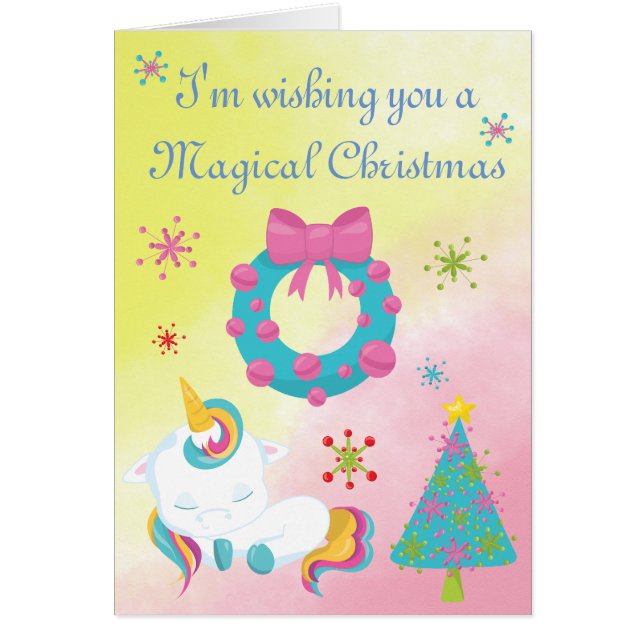 Jul Unicorn Snöflingor och Wandeans Hälsningskort (Framsidan)