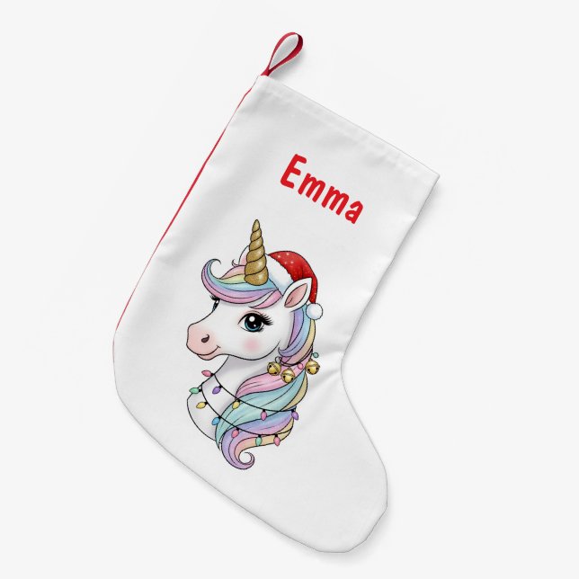 Jul Unicorn Stocking Liten Julstrumpa (Framsidan (Hängande))