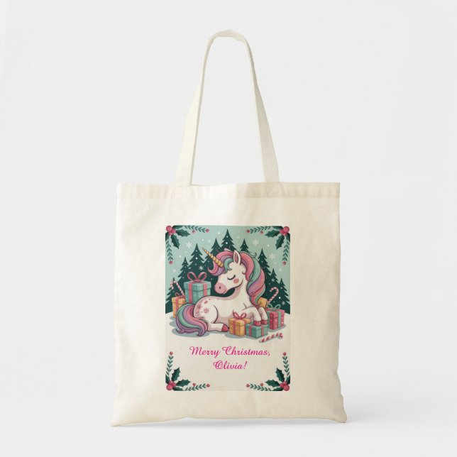 Jul Unicorn Tote Bag Tygkasse (Framsidan)
