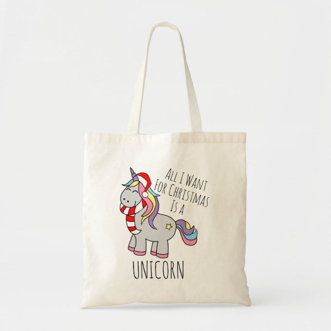 Jul Unicorn Tote Bag Tygkasse (Framsidan)