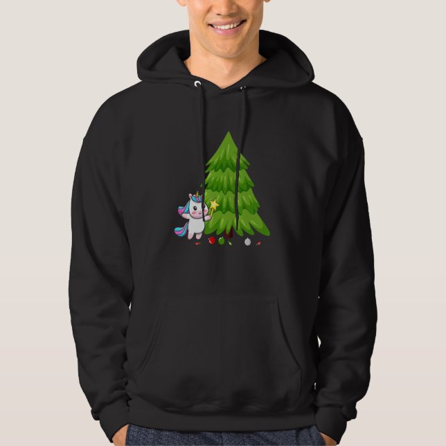 Jul Unicorn Träd Pet Animal Cute Hoodie (Framsida)