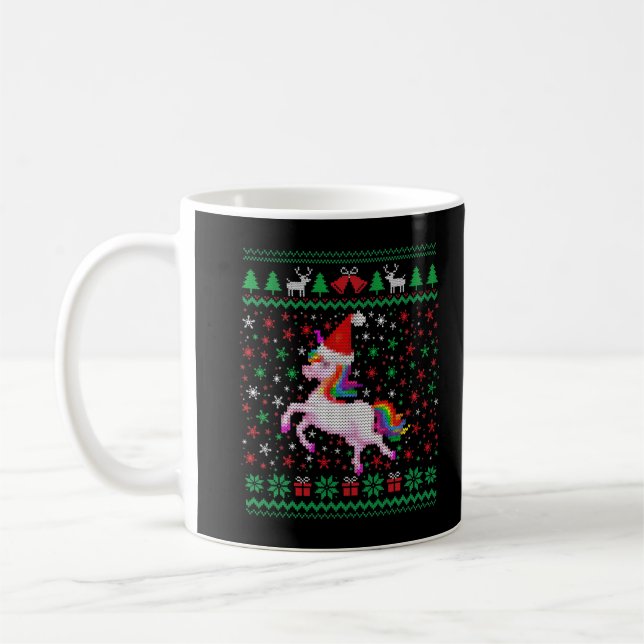 Jul Unicorn-utsmyckning, fin jul Mönster U Kaffemugg (Vänster)