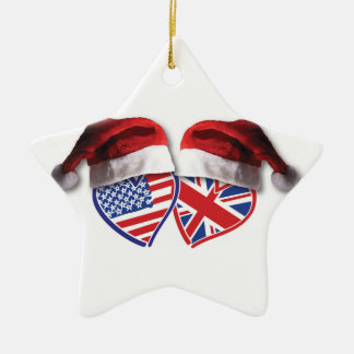 Jul USA och Flagga Hearts och Santa Hats Julgransprydnad Keramik