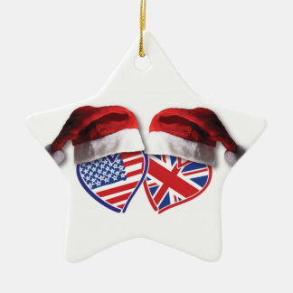 Jul USA och Flagga Hearts och Santa Hats Julgransprydnad Keramik