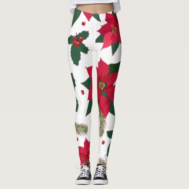 Jul utan skör med Poinsettia Leggings (Framsida)