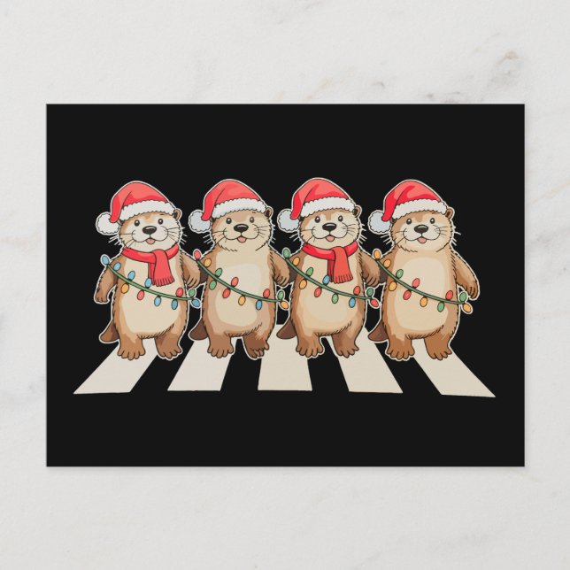 Jul utter Xmas Ljussatta Santahatt Semester Helg Vykort (Framsida)