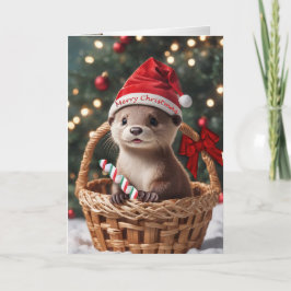 Jul utterbaby i en korg julkort helgkort