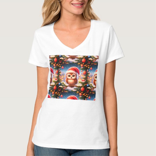 Jul V-nacke T-Shirt för kvinnor (Framsida)