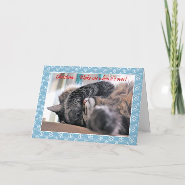 Jul väckte mig när det är över! Katt jul Helgkort (Framsida)