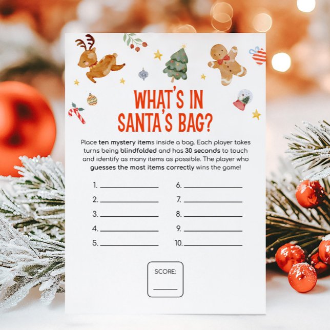 Jul Vad finns i Tomtes Koffert Lek Julkort (Christmas Party Games )