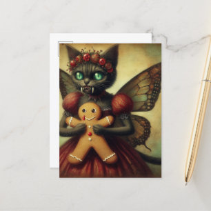 Jul Vampire Fairy Kattunge med Gingerbröd Vykort