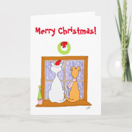 Jul: Vänner (katt & hund) Helgkort