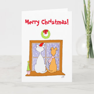 Jul: Vänner (katt & hund) Helgkort