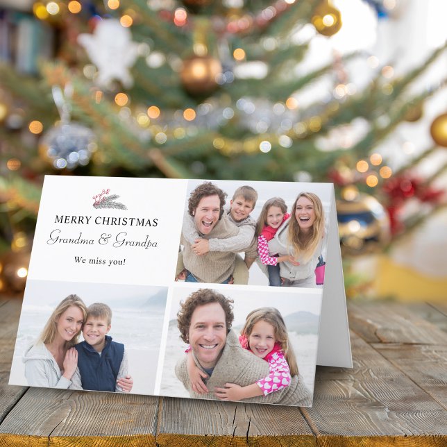 Jul Vårbär Fotos Farföräldrar Helgkort (Christmas Spring Berries Photos Grandparents Holiday Card)