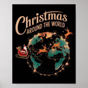 Jul Värld runt Funny Jultomten Festi Poster