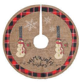 Jul - Varmvinter Önskemål - Snögubbe Julgransmatta Borstad Polyester