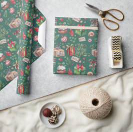 Jul Vattenfärg Dekorationsmönster Högtid Presentpapper