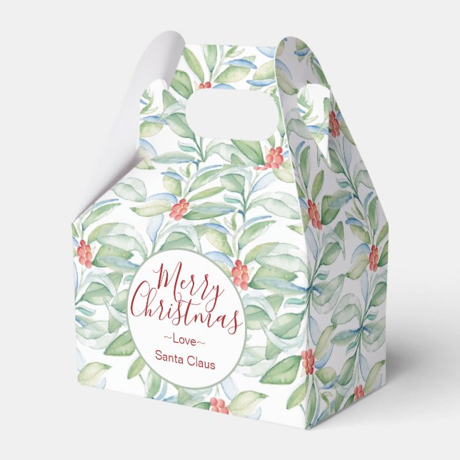 Jul Vattenfärg Grönska Kaka Presentaskar (Framsidan Sidan)