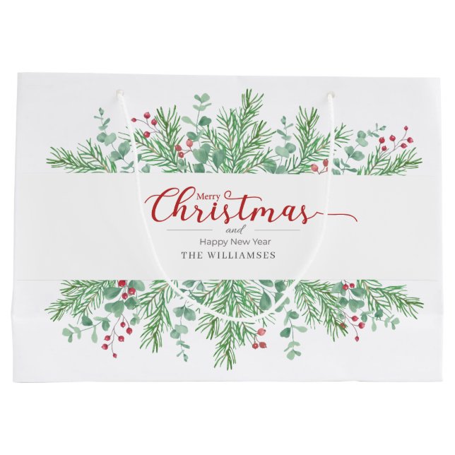 Jul Vattenfärg Grönska Presentpåse (Baksidan)