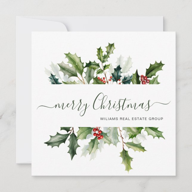 Jul Vattenfärg Mistel Corporate Hälsning Julkort (Framsida)