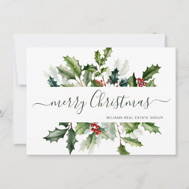 Jul Vattenfärg Mistel Corporate Hälsning Julkort (Framsida)