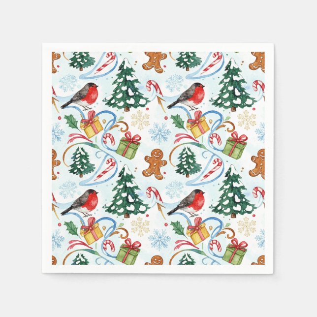 Jul vattenfärg mönster  pappersservett (Framsidan)