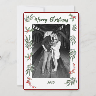 Jul Vattenfärg Platt Högtidskort Julkort