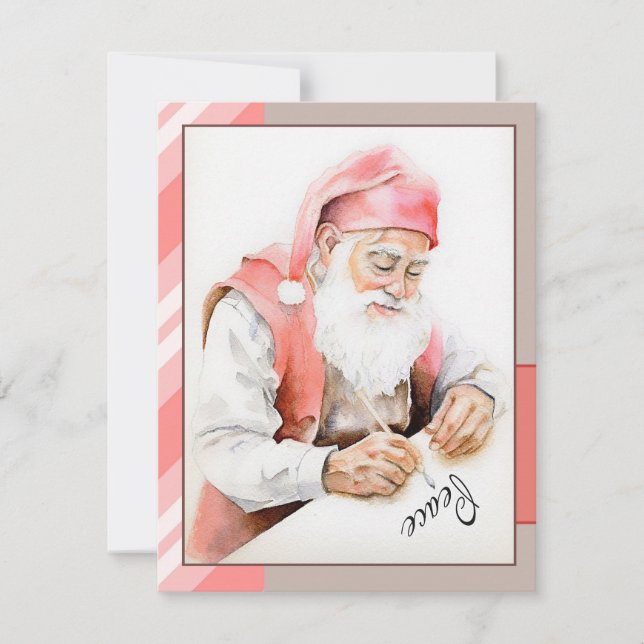Jul vattenfärg platt högtidskort julkort (Framsida)