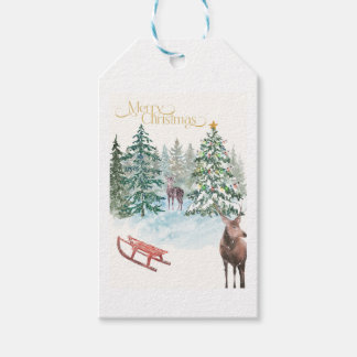 Jul Vattenfärg Presentkortsscen Presentetikett