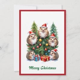 Jul Vattenfärg Rolig Söt Djur Julkort