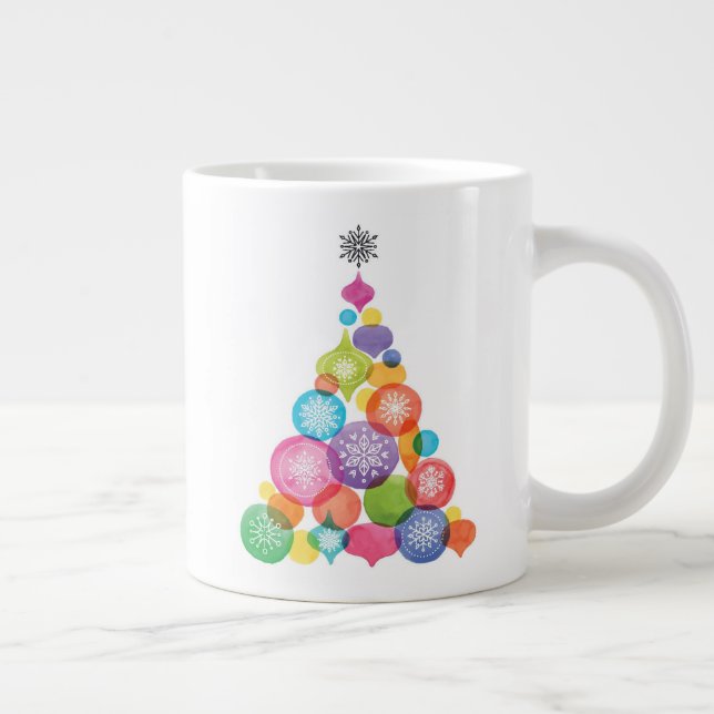 Jul| Vattenfärg - Snowflake Ornament Träd Jumbo Mugg (Höger)
