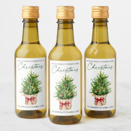 Jul Vattenfärg Tall Röd Slinga Kalligrafi Mini Vinetikett