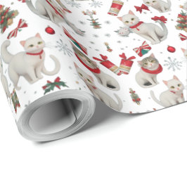 Jul Vibes Cats sömlös Mönster Presentpapper