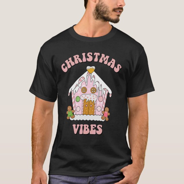 Jul Vibes Cookies House Gingerbröd Groovy P T Shirt (Framsida)