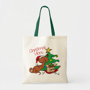 jul Vibes Dachshund Hund Tote Bag Tygkasse