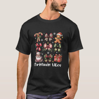 Jul Vibes Santa Gingerbröd Coquette Bow Gir T Shirt