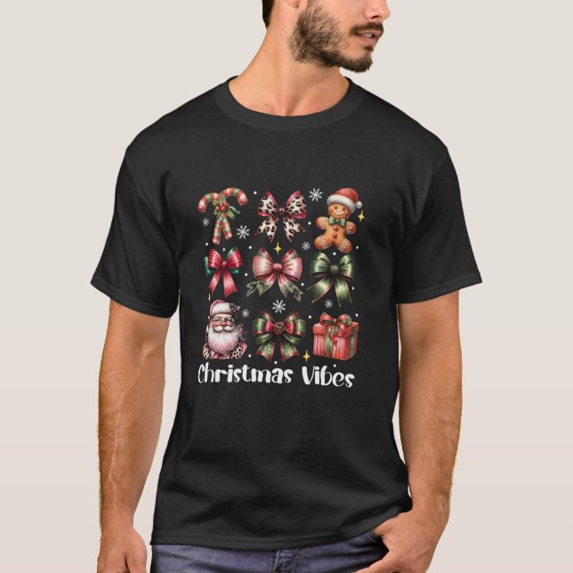 Jul Vibes Santa Gingerbröd Coquette Bow Gir T Shirt (Framsida)