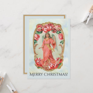 Jul Victorian Angel Framed av Röd ros Guld Inbjudningar
