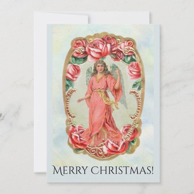 Jul Victorian Angel Framed Ro-inbjudan Kort (Framsida)