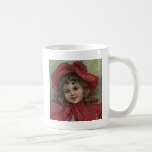 Jul Victorian Barn Barn Röda Hatt Flickporträtt Ar Kaffemugg