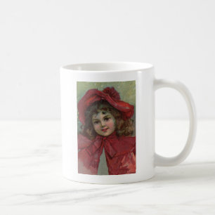 Jul Victorian Barn Barn Röda Hatt Flickporträtt Ar Kaffemugg