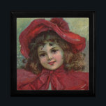 Jul Victorian Child Red Hat Girl Porträtt Ar Minnesask<br><div class="desc">Julbarnet...  Det här lilla Viktorianska barnet har en röd hatt och en rödkloak,  precis som Little Red Riding Huva,  för att behålla henne varm inför julsäsongen. Det vackra barnet kommer från en sen 1800-talskampanj.</div>